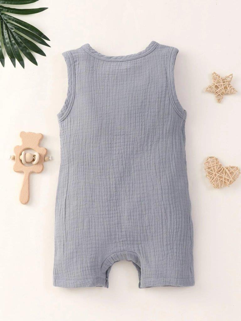100% Cotton Crepe Dark Grey Romper