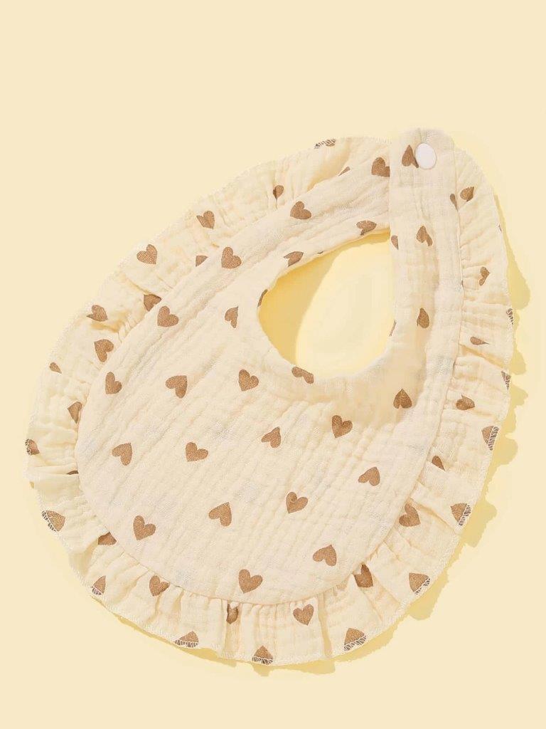 Baby Crepe Heart Ruffle Bib