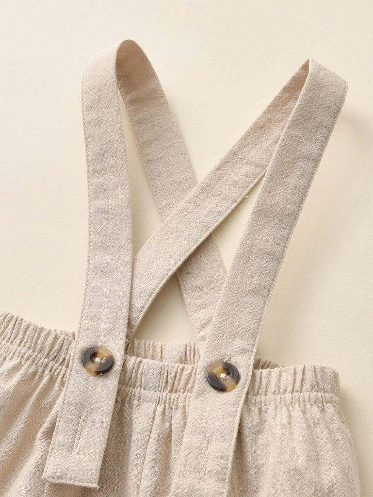 Baby Tee And Suspender Shorts Set