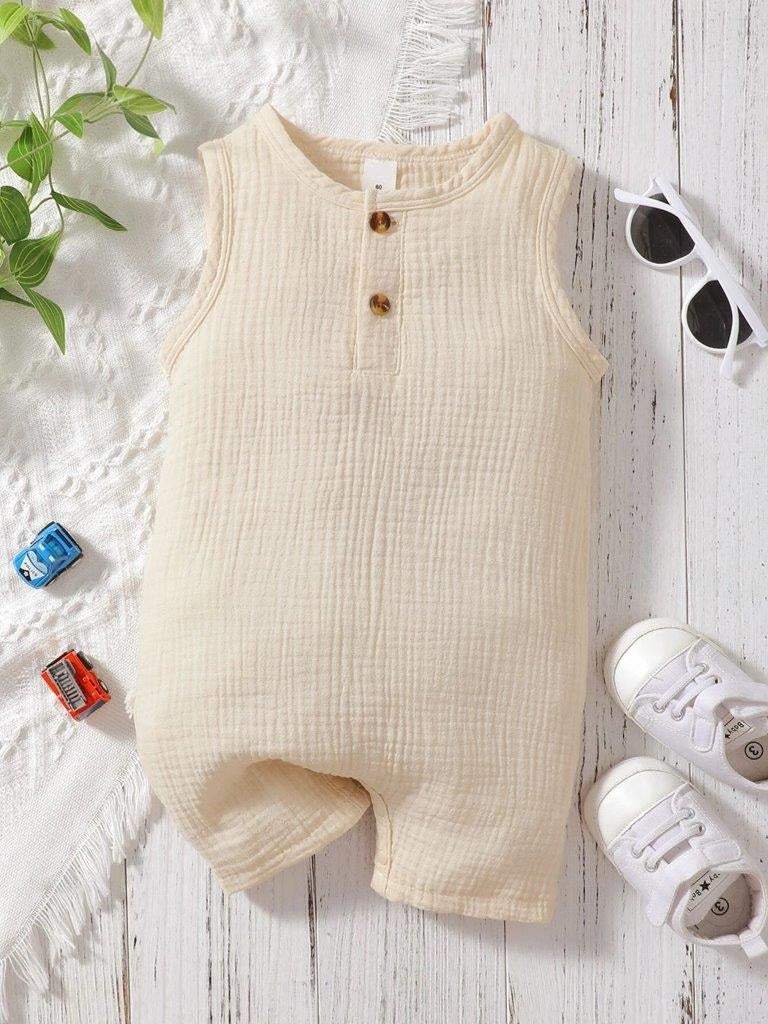 100% Cotton Crepe Ivory Romper