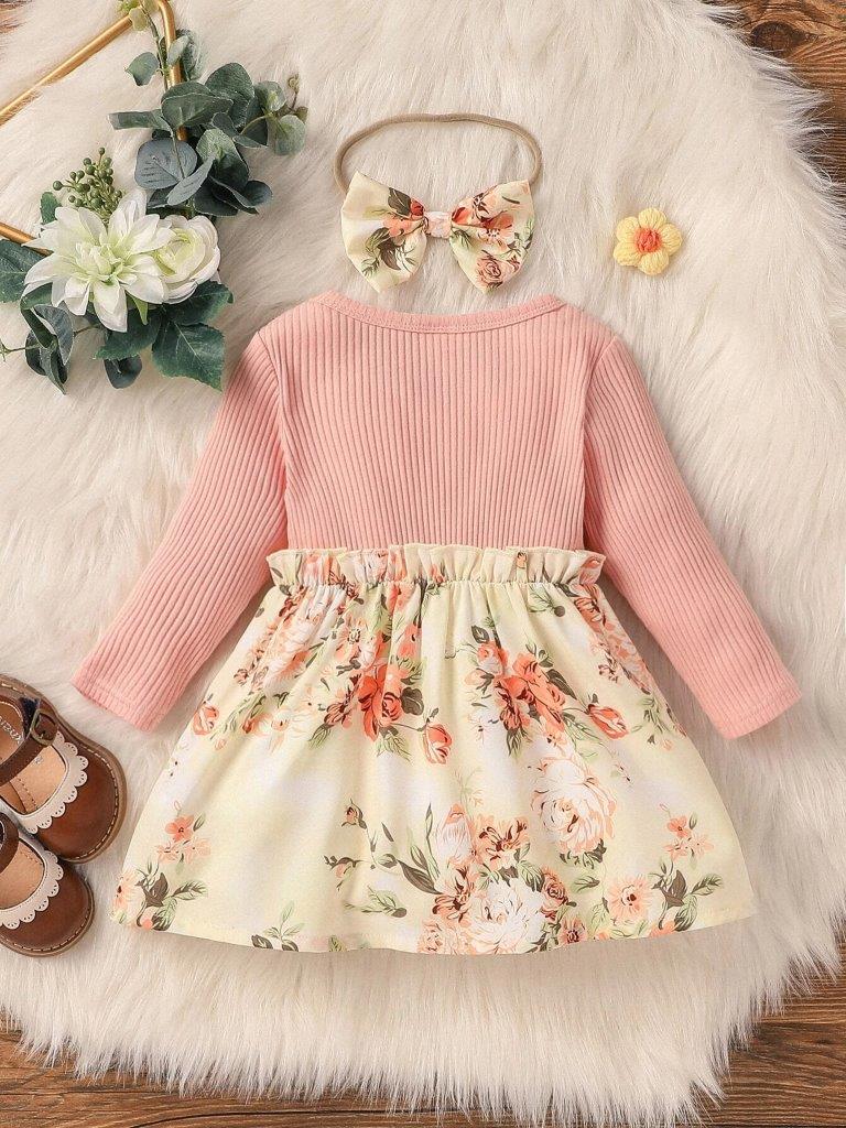 Baby Floral Front Bow Dress