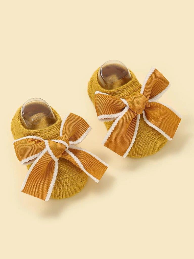 Baby Ankle Socks With Bow Mustard