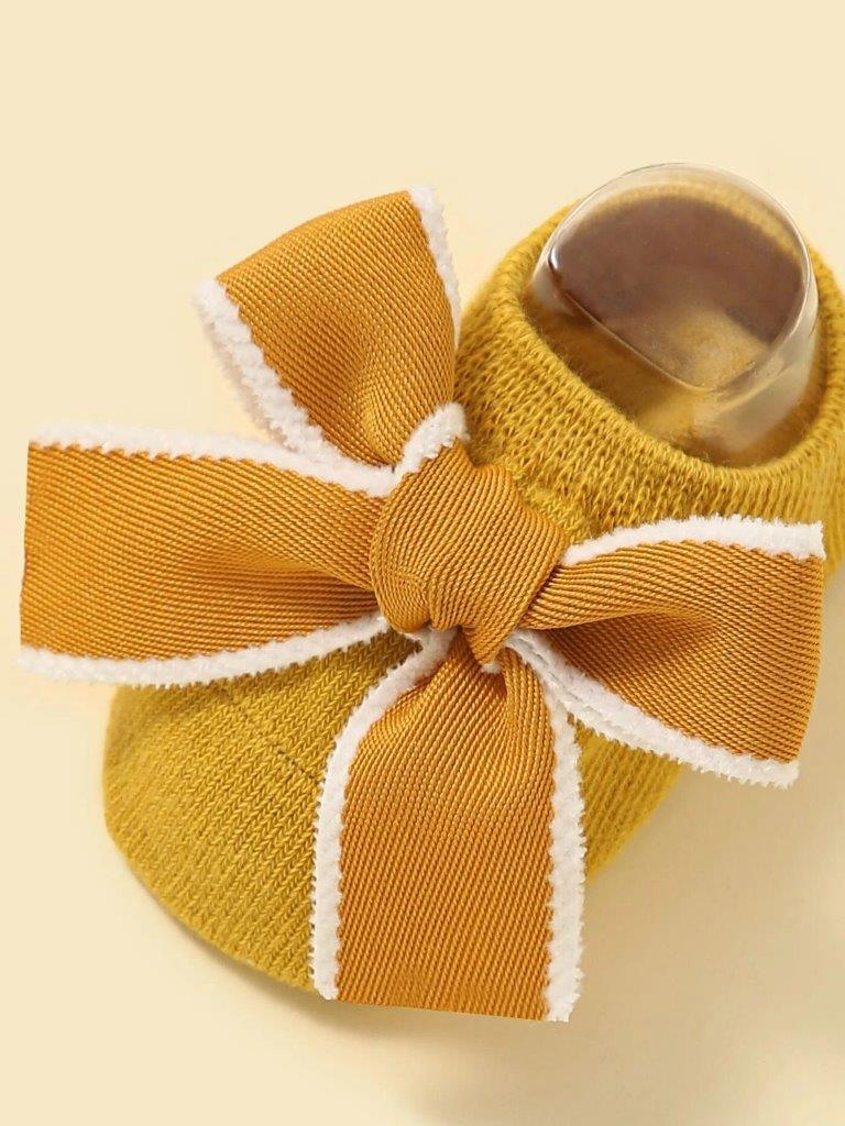Baby Ankle Socks With Bow Mustard