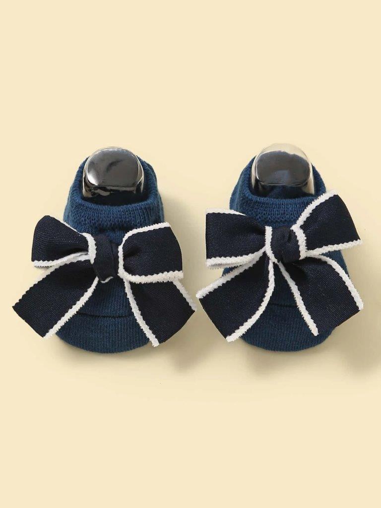 Baby Ankle Socks With Bow Navy