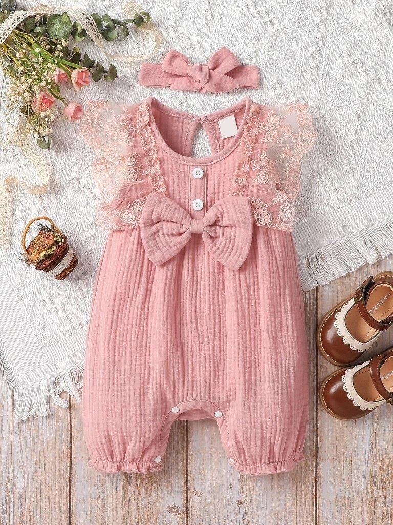 Lace Ruffle Trim Romper