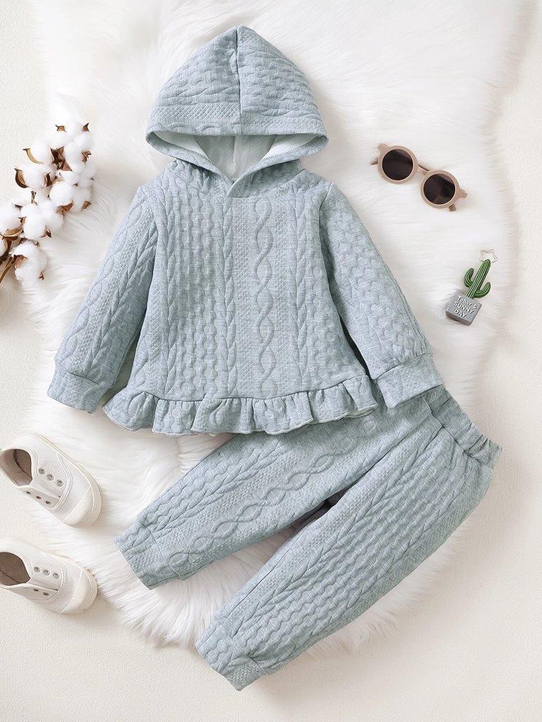 Baby Cable Patterned 2 Piece Hoodie Set