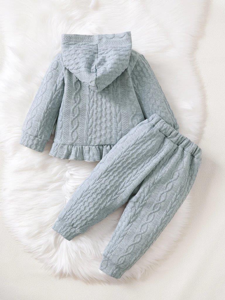 Baby Cable Patterned 2 Piece Hoodie Set