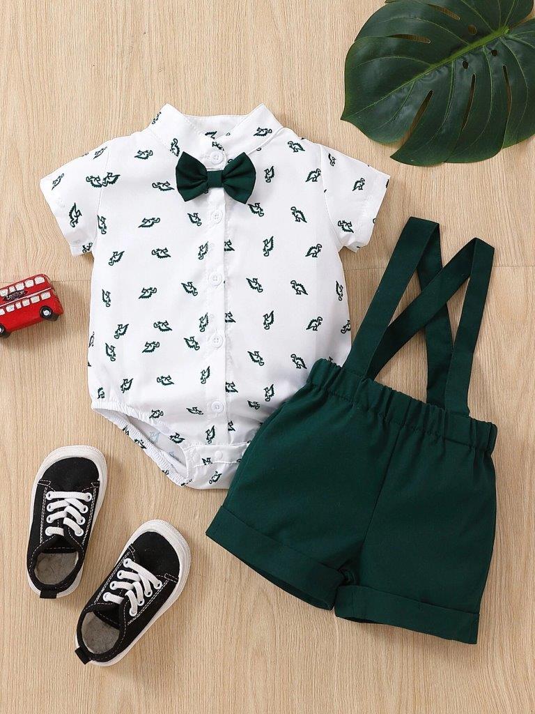 Baby Dinosaur Bow Tie Formal Outfit Green