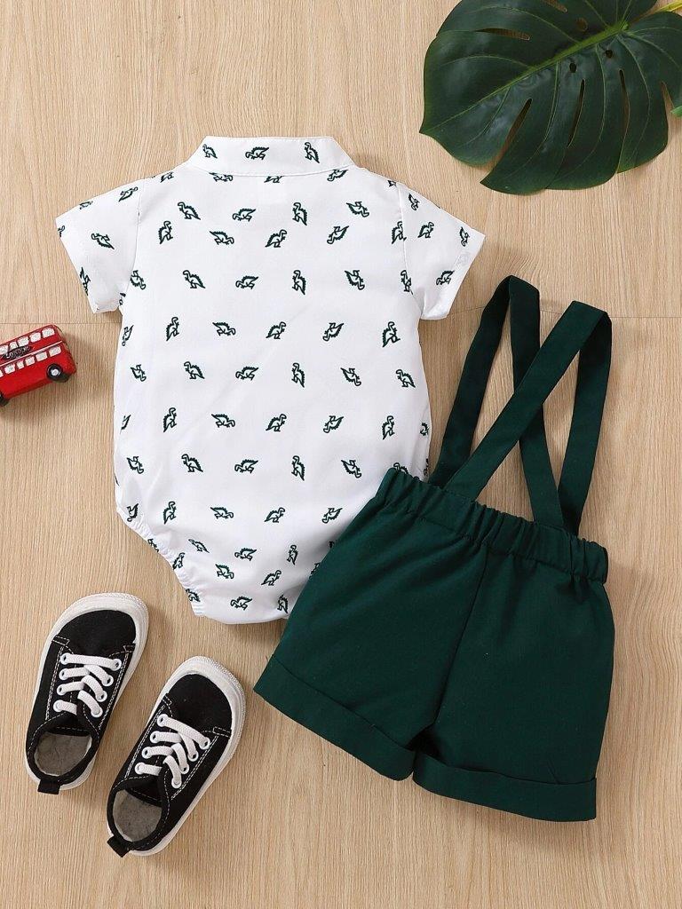 Baby Dinosaur Bow Tie Formal Outfit Green