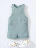 100% Cotton Crepe Pocket Romper Mint Green