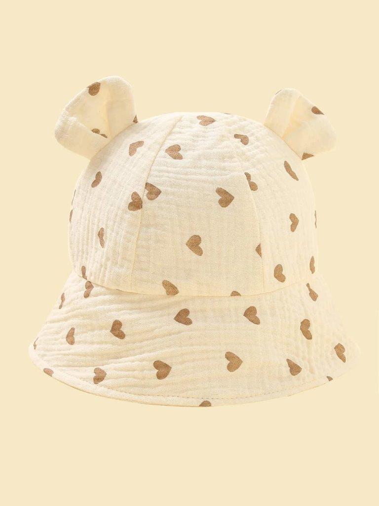 Baby Ear Bucket Hat Brown Heart