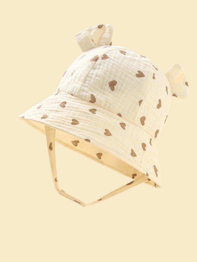 Baby Ear Bucket Hat Brown Heart