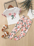 Toddler Girls Floral Tee And Leggings Set