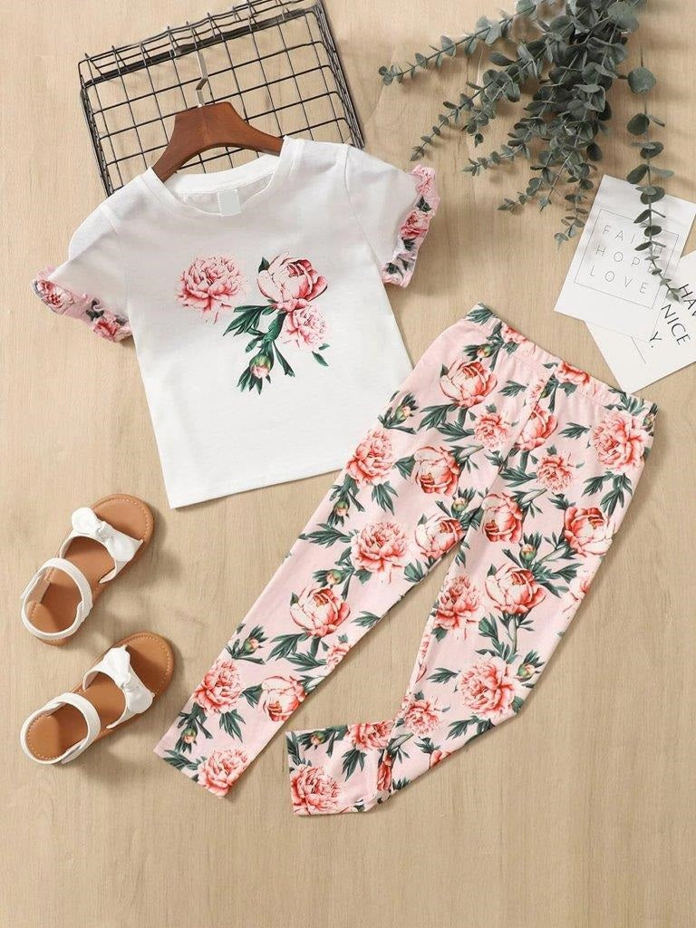 Toddler Girls Floral Tee And Leggings Set