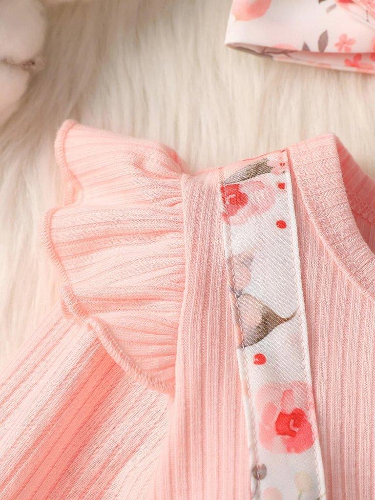 Baby Floral Bodysuit Dress With Headband