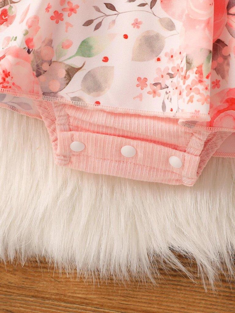 Baby Floral Bodysuit Dress With Headband