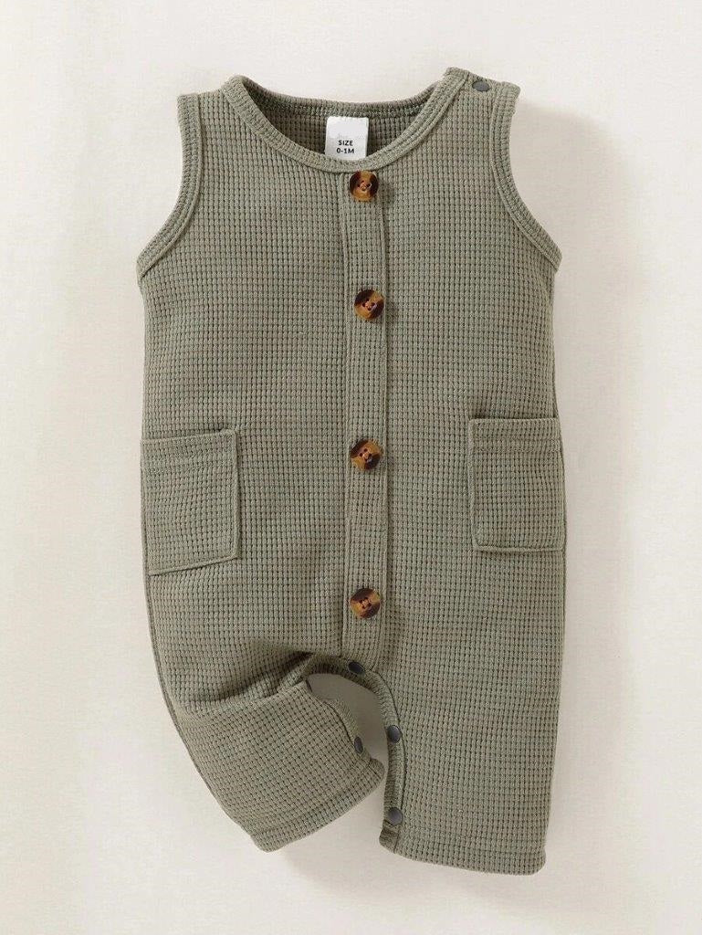 Baby Front Pocket Detailed Jumpsuit Army Green