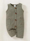 Baby Front Pocket Detailed Jumpsuit Army Green