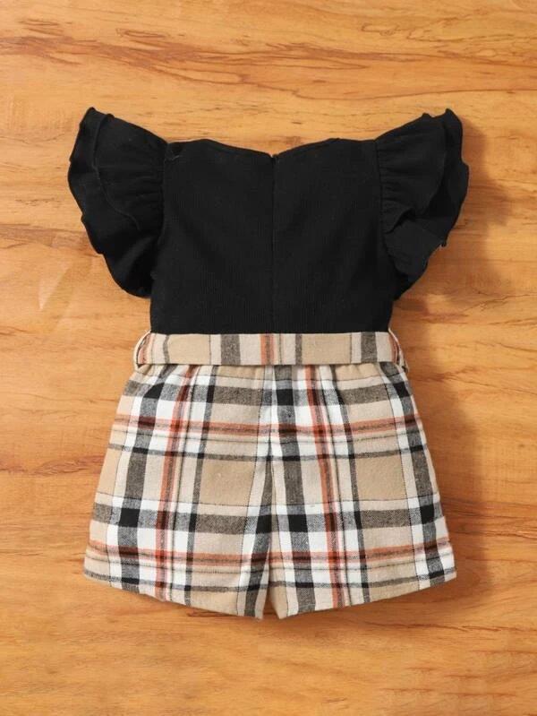 Baby Plaid Belted Romper
