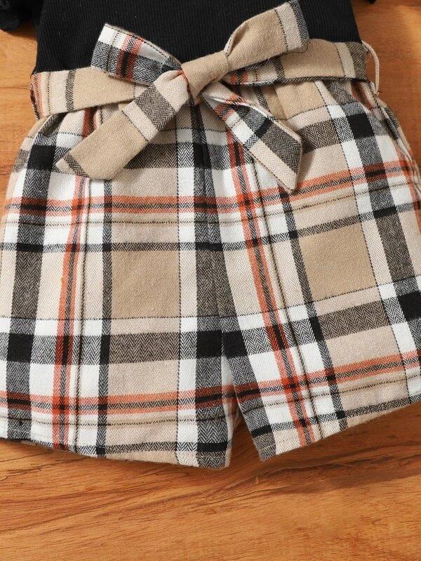 Baby Plaid Belted Romper