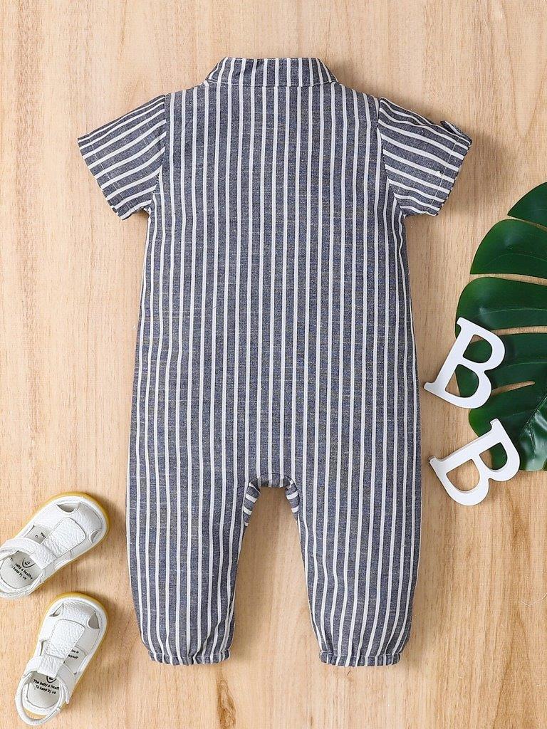 Baby Stripe Pocket Jumpsuit Grey