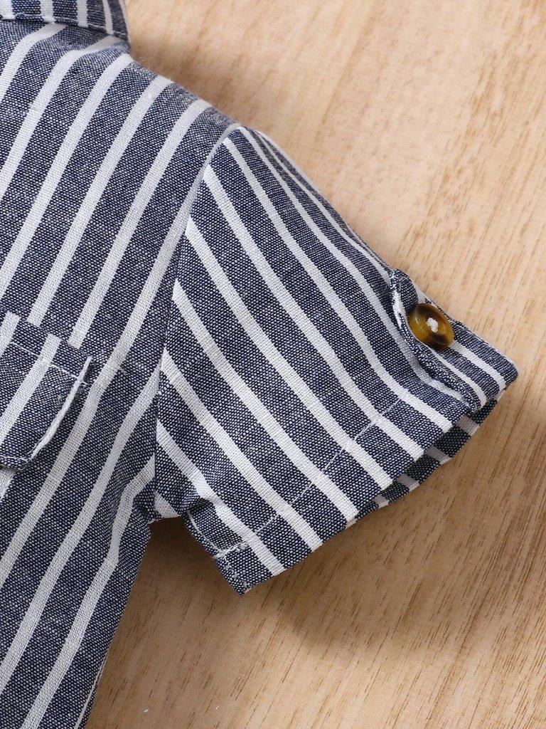 Baby Stripe Pocket Jumpsuit Grey