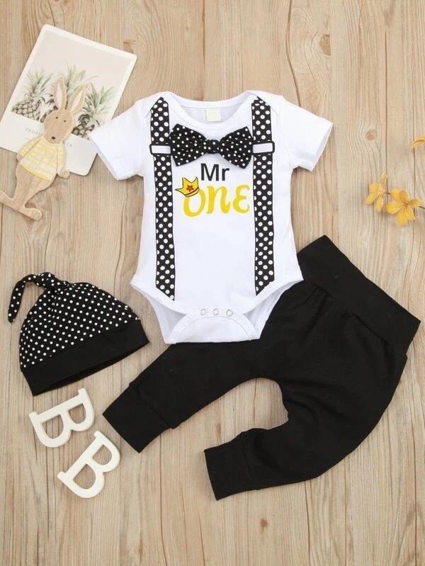 Baby One Year Old Birthday Outfit BowTie