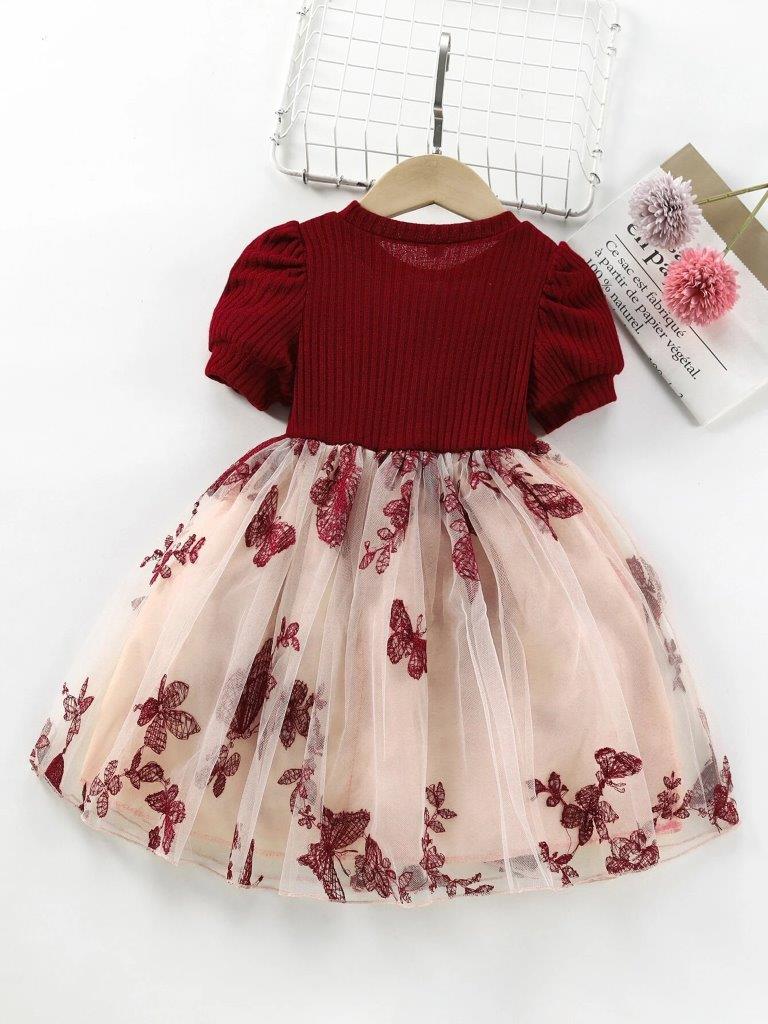 Toddler Girls Butterfly Embroidered Dress
