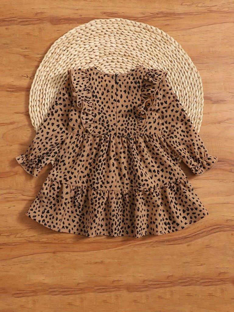 Baby Black Print Ruffle Sleeve Dress