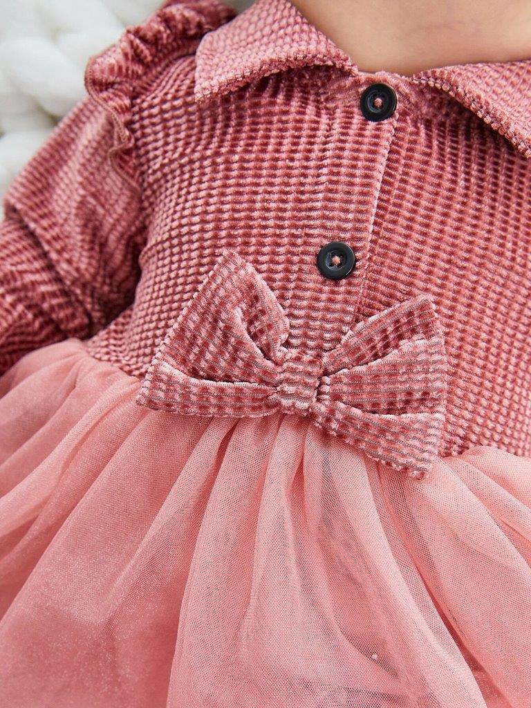 Baby Front Bow Velvet Dress