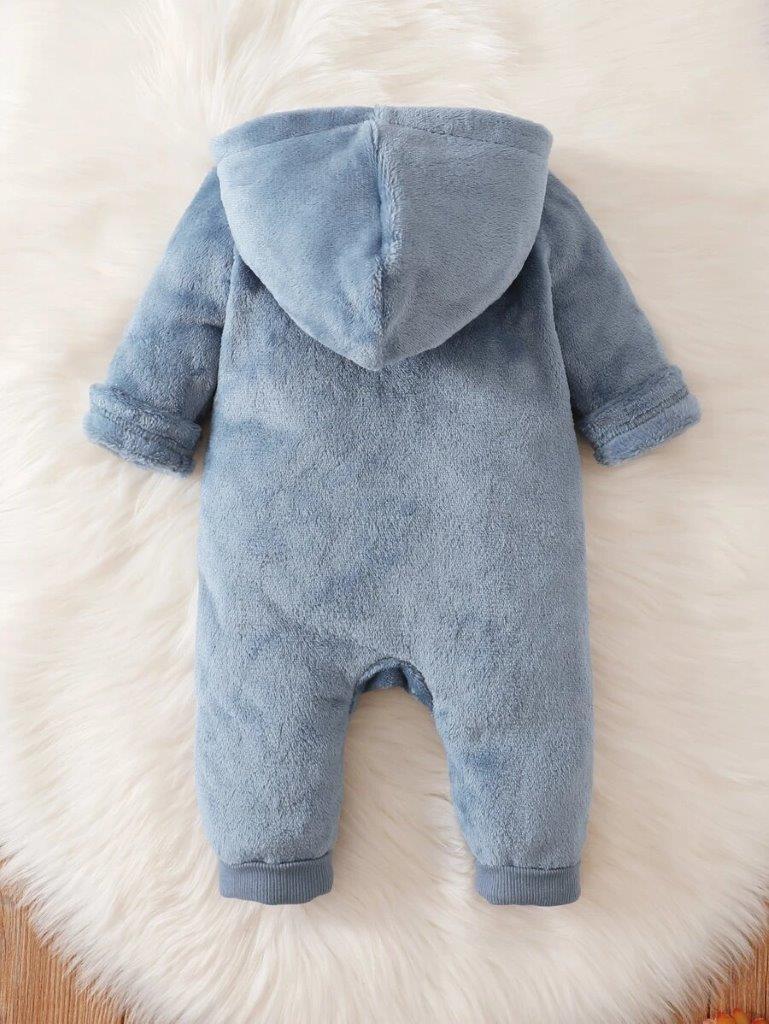 Baby Dusty Blue Hooded Jumpsuit