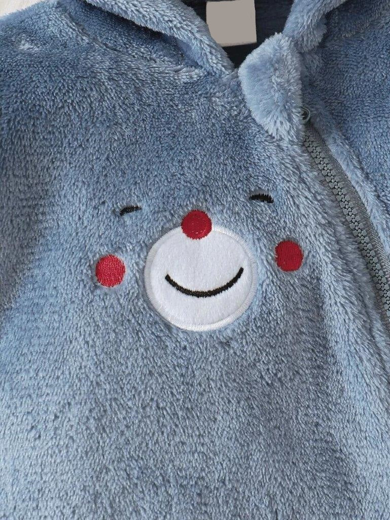 Baby Dusty Blue Hooded Jumpsuit