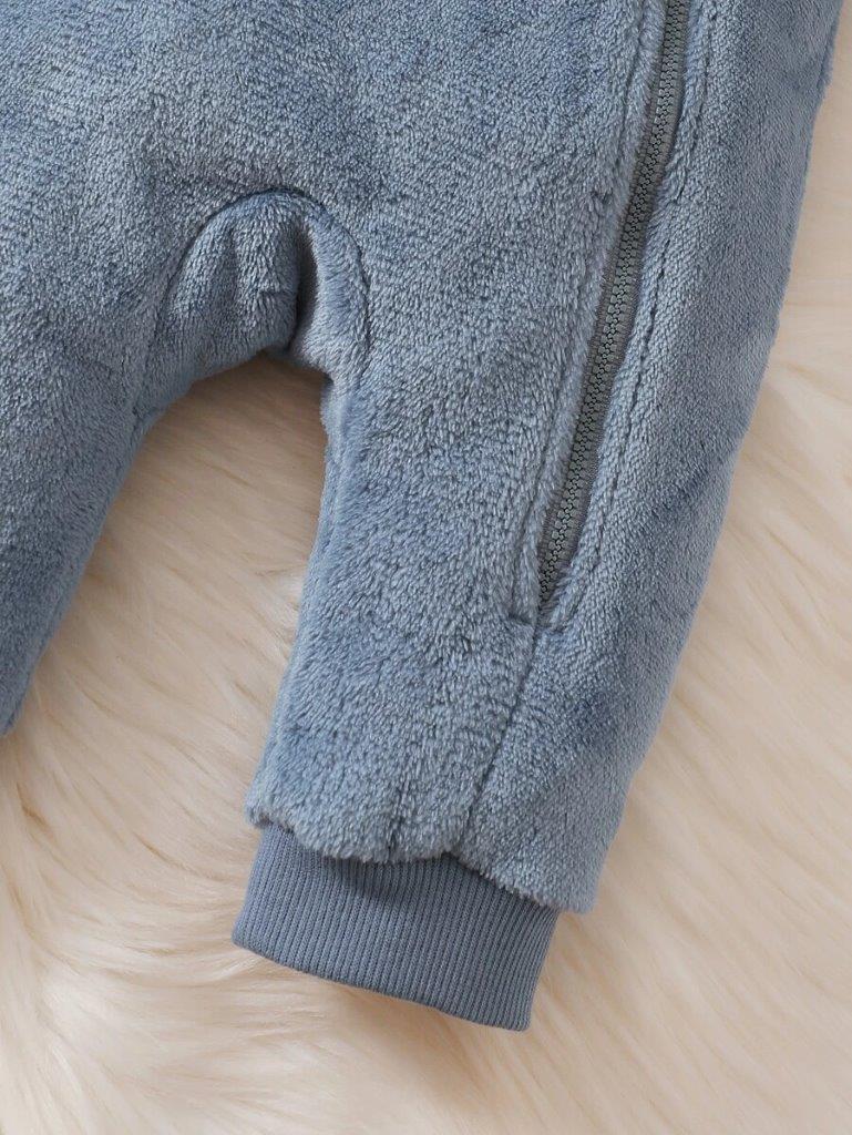 Baby Dusty Blue Hooded Jumpsuit