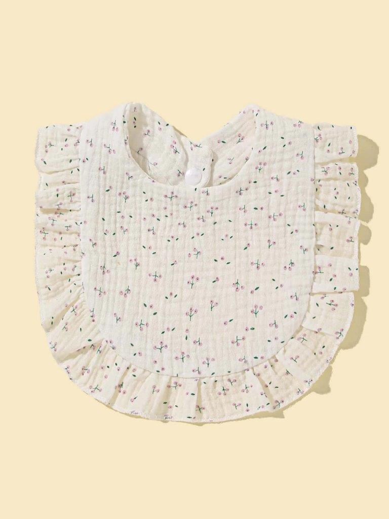 Baby Flower Pattern Ruffle Bib