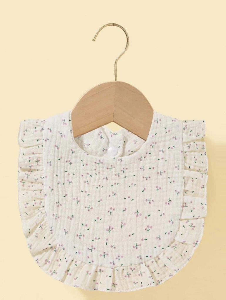 Baby Flower Pattern Ruffle Bib