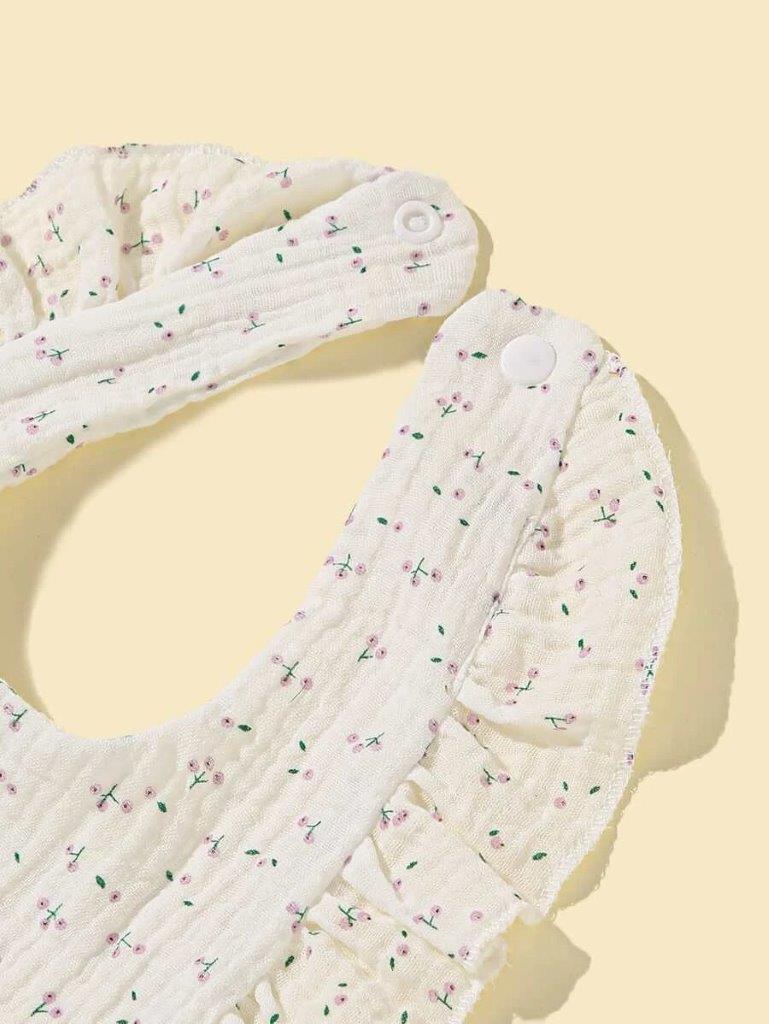 Baby Flower Pattern Ruffle Bib