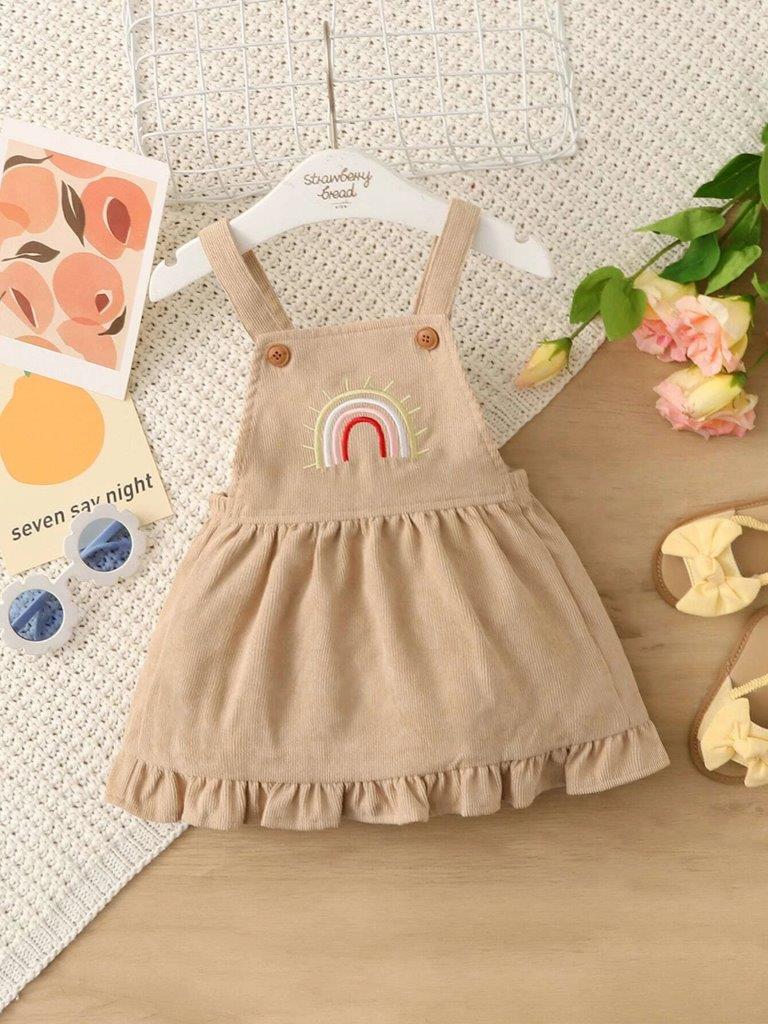 Baby Camel Corduroy Rainbow Dress