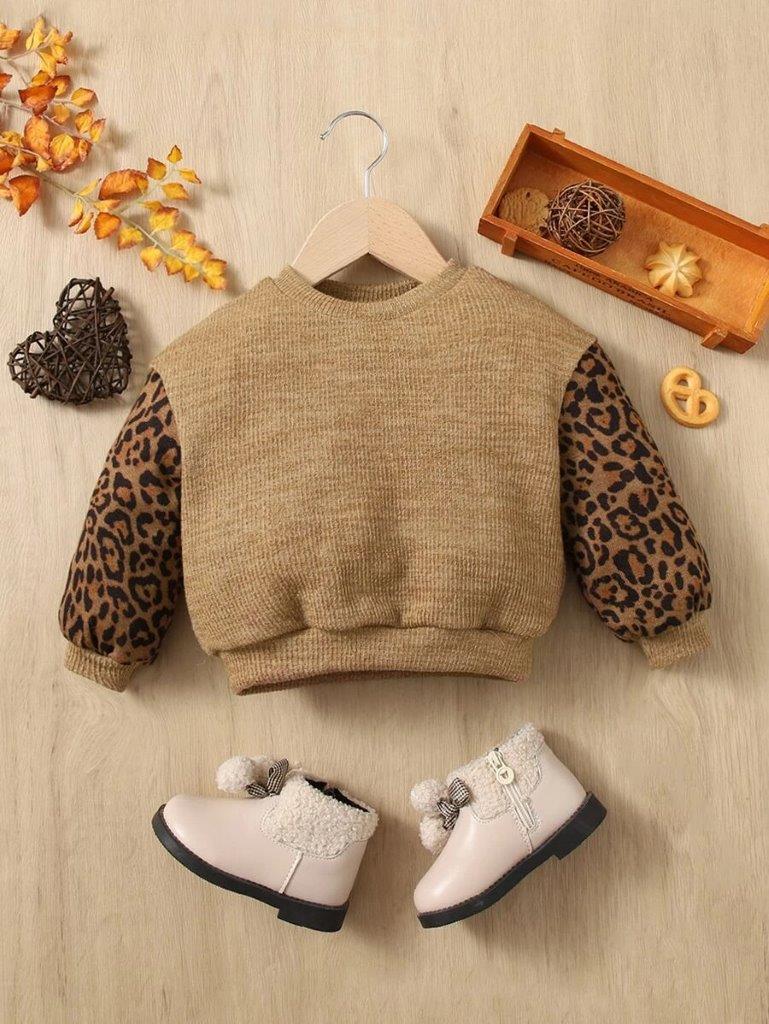 Baby Leopard Print Knitted Pullover