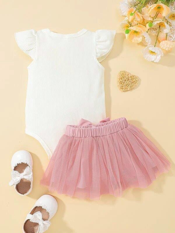 Baby Ribbed Bodysuit And Skirt Set