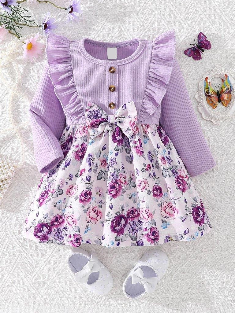 Baby Purple Flower Bow Dress