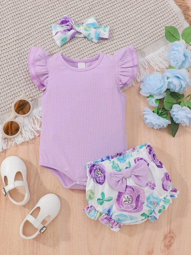 Baby Ribbed Ruffle Tee 3 Piece Set