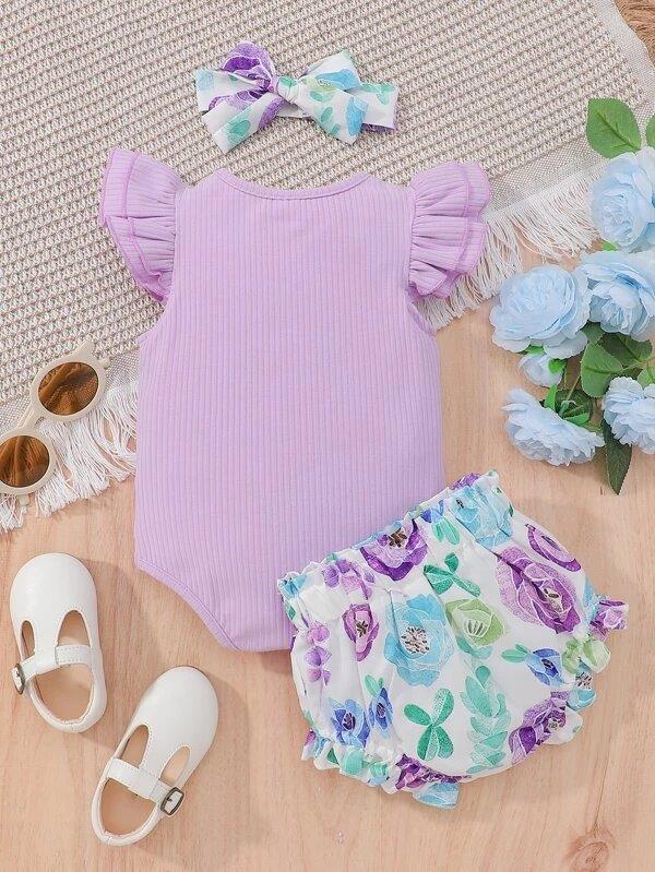 Baby Ribbed Ruffle Tee 3 Piece Set
