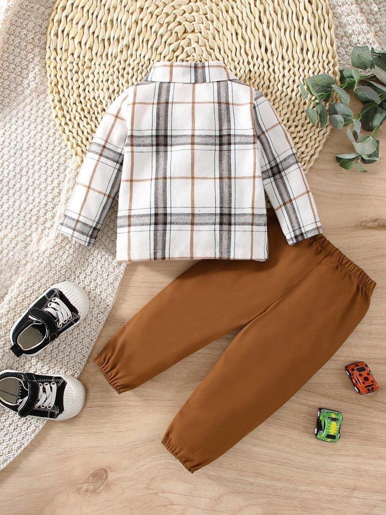 Baby Pocket Check Print Shirt And Pants