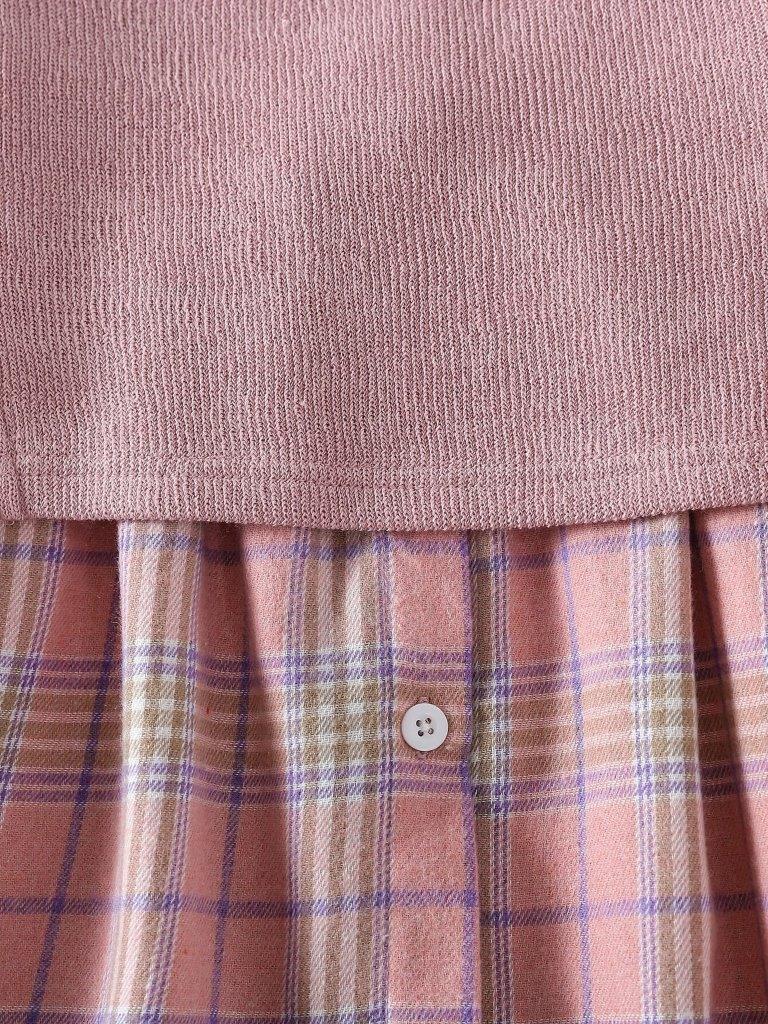 Toddler Girls Hem Vest And Plaid Shirt Dress