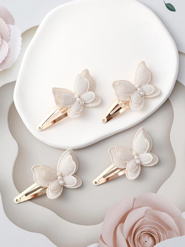 4 Piece Apricot Butterfly Hair Clips