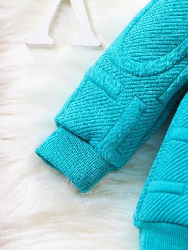 Baby Letter Pullover And Pants Set Aqua