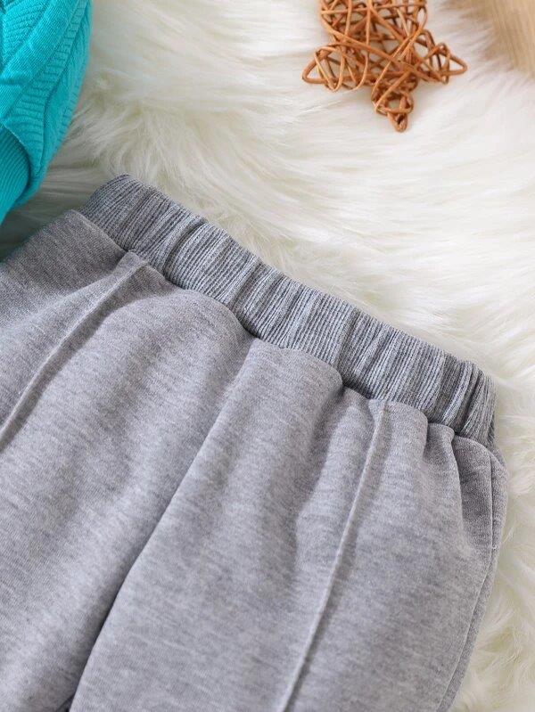 Baby Letter Pullover And Pants Set Aqua