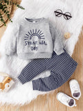 Baby Slogan Pullover And Pants Set