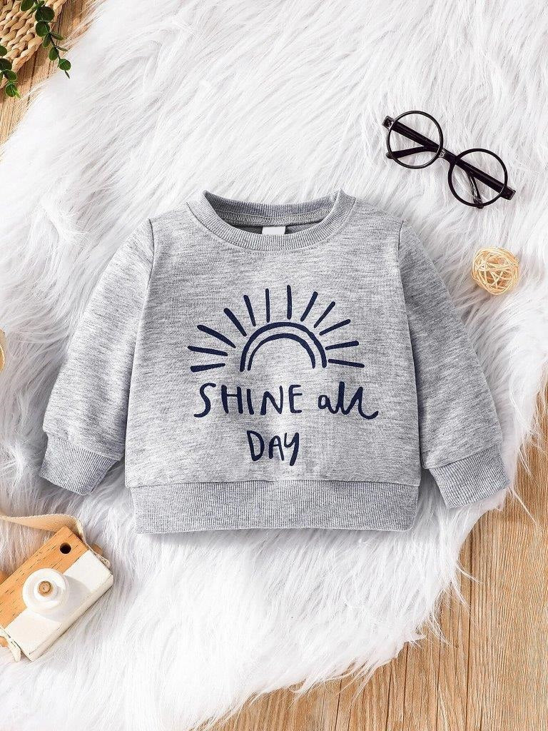 Baby Slogan Pullover And Pants Set