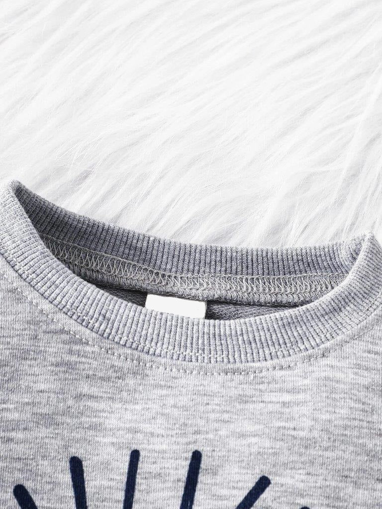Baby Slogan Pullover And Pants Set